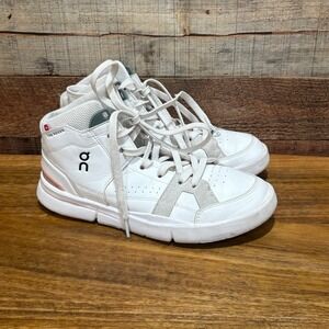 On Running The Roger Clubhouse Mid Top Womens 6.5 White Leather Shoes